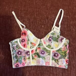 Anthropologie Floral Embroidered Bra - Multicolor